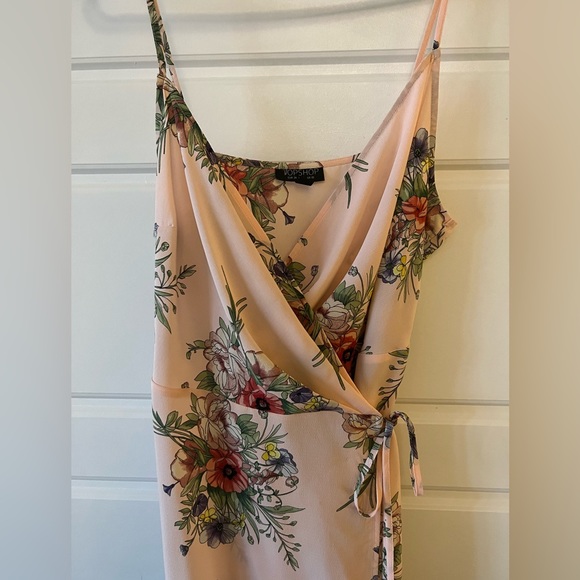 Topshop pink floral midi wrap dress, size 6 - Picture 2 of 6